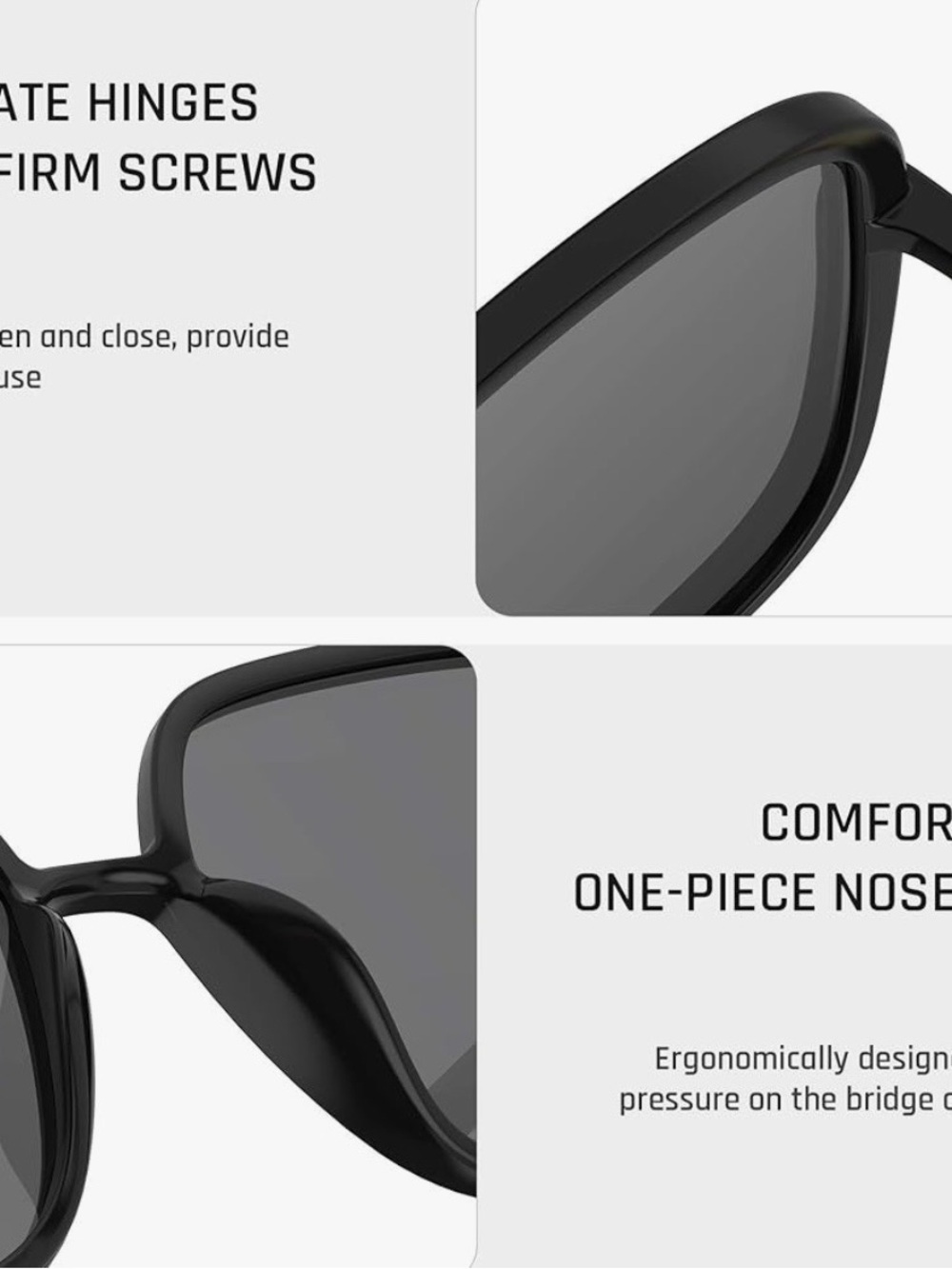 Oversized Square Polarized Sunglasses for Women in Black - Picture 4 of 5